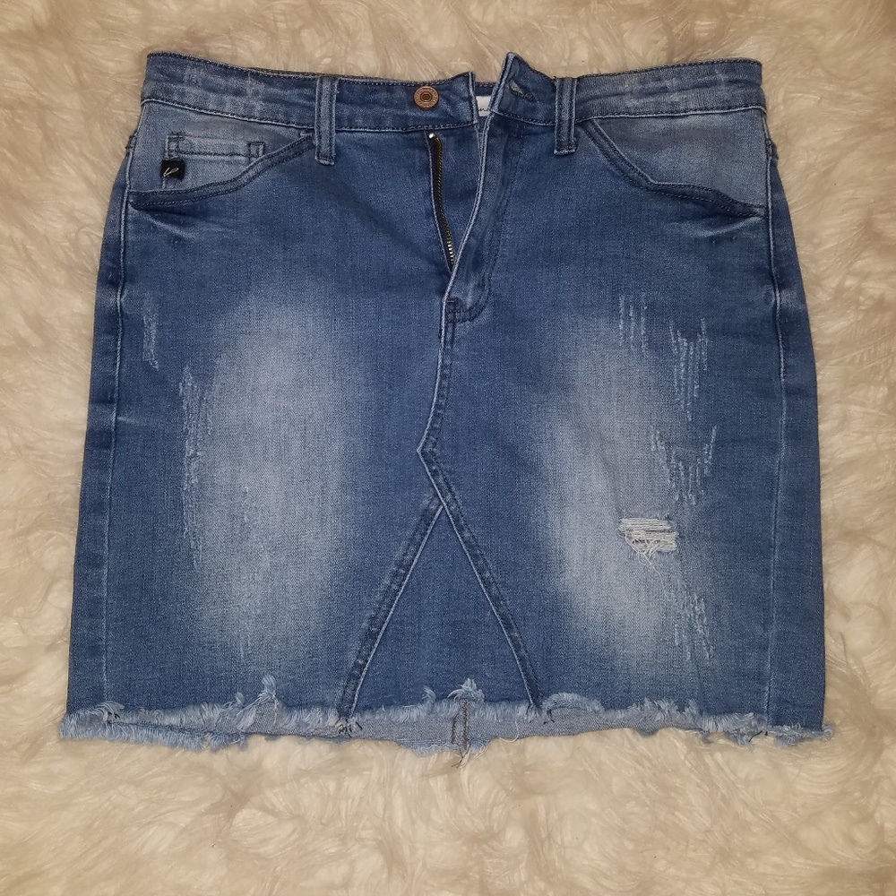 Distressed Denim Skirt